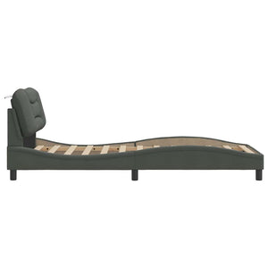 vidaXL Cadre de lit sans matelas « Hvar » Gris foncé 90x190 cm Tissu