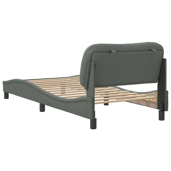 vidaXL Cadre de lit sans matelas « Hvar » Gris foncé 90x190 cm Tissu