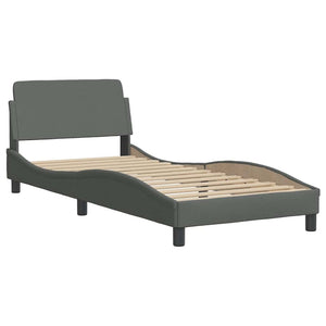 vidaXL Cadre de lit sans matelas « Hvar » Gris foncé 90x190 cm Tissu