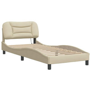 vidaXL Cadre de lit sans matelas "Hvar" Crème 90x190 cm Tissu
