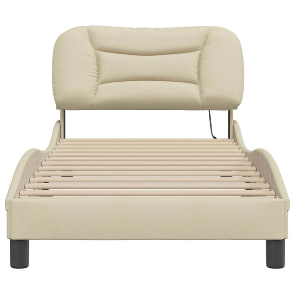 vidaXL Cadre de lit sans matelas "Hvar" Crème 90x190 cm Tissu