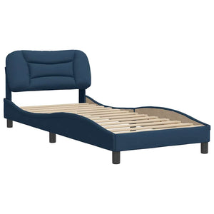 vidaXL Cadre de lit sans matelas "Hvar" Bleu 90x190 cm Tissu