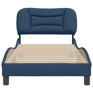 vidaXL Cadre de lit sans matelas "Hvar" Bleu 90x190 cm Tissu