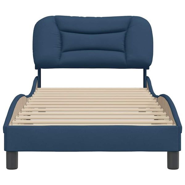 vidaXL Cadre de lit sans matelas "Hvar" Bleu 90x190 cm Tissu