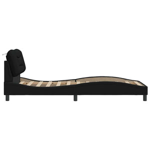vidaXL Cadre de lit sans matelas "Hvar" Noir 90x200 cm Tissu