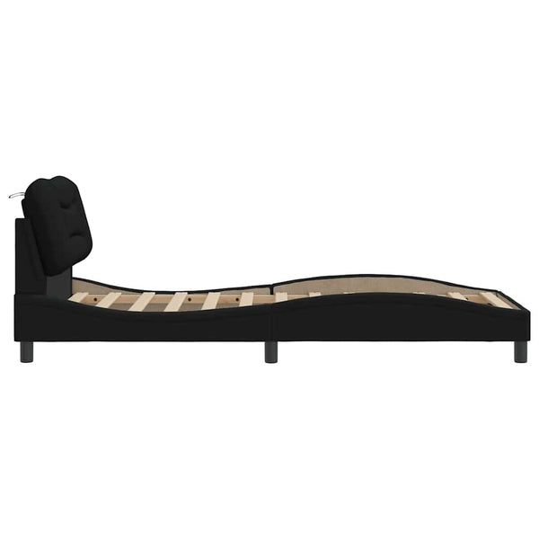 vidaXL Cadre de lit sans matelas "Hvar" Noir 90x200 cm Tissu