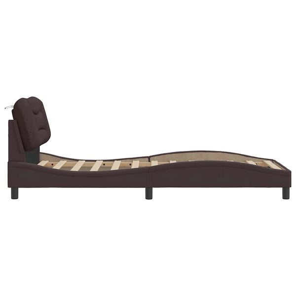 Bettgestell Stoff Dunkelbraun 90x200 cm