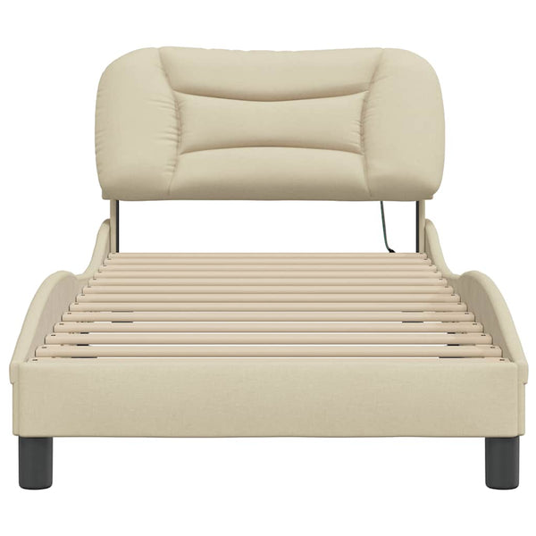 vidaXL Cadre de lit sans matelas « Hvar » Crème 90x200 cm Tissu