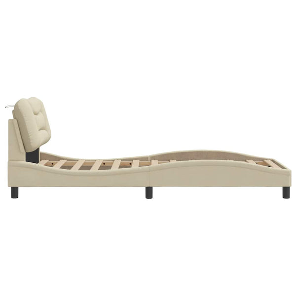 vidaXL Cadre de lit sans matelas « Hvar » Crème 90x200 cm Tissu
