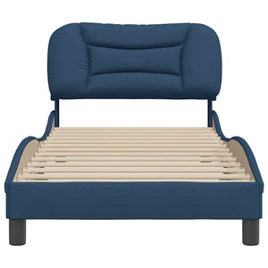 vidaXL Cadre de lit sans matelas "Hvar" Bleu 90x200 cm Tissu