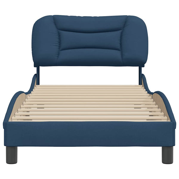 vidaXL Cadre de lit sans matelas "Hvar" Bleu 90x200 cm Tissu