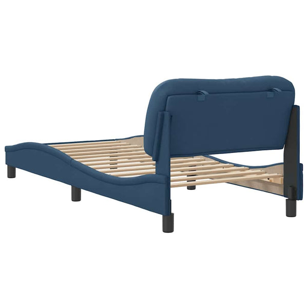 vidaXL Cadre de lit sans matelas "Hvar" Bleu 90x200 cm Tissu
