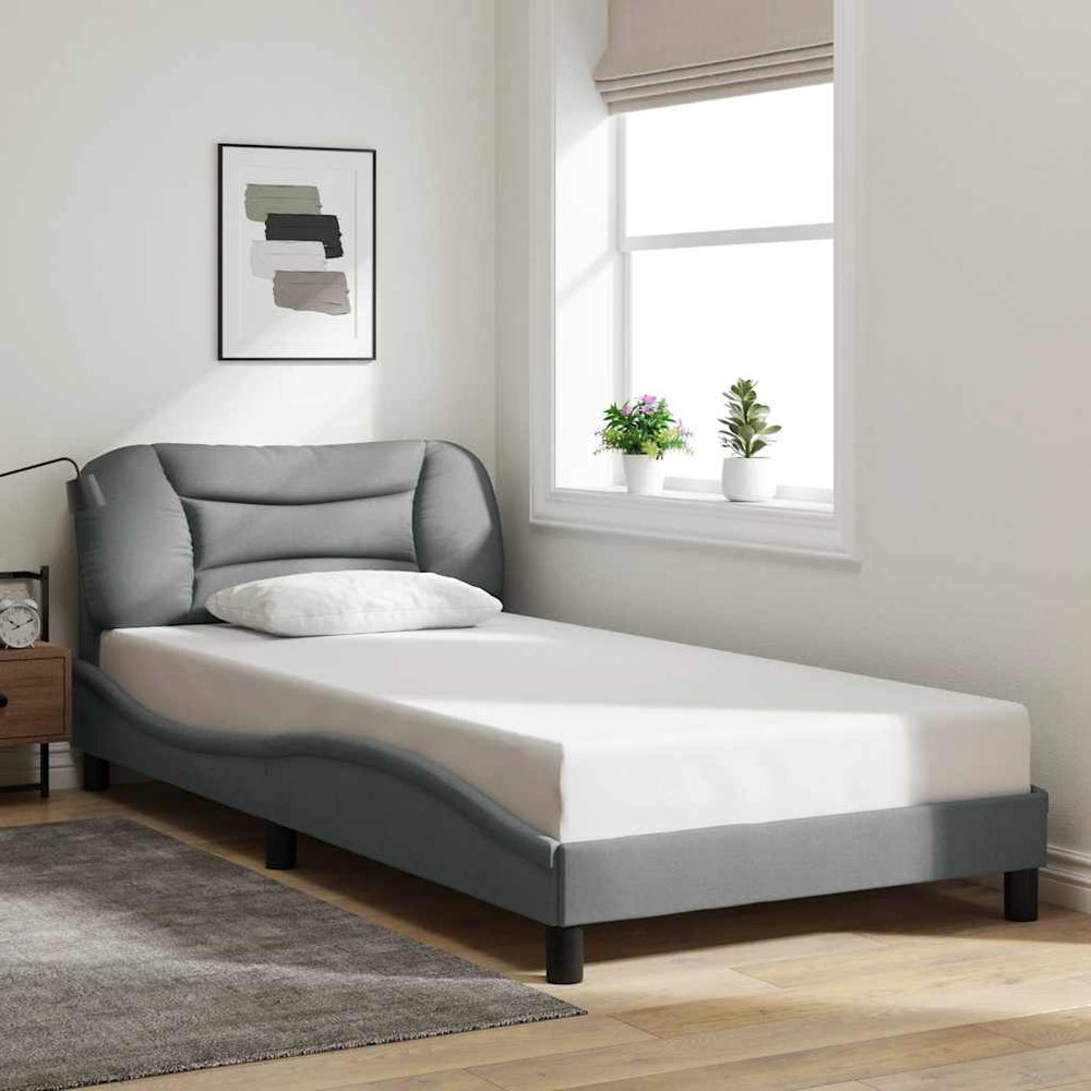vidaXL Cadre de lit sans matelas "Hvar" gris clair 100x200 cm tissu