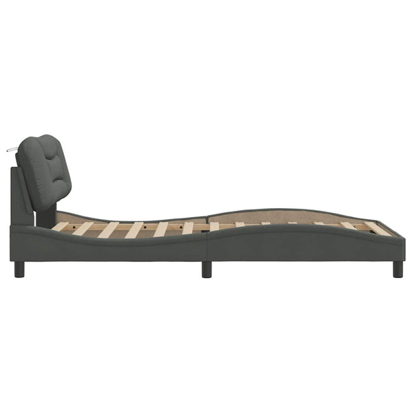vidaXL Cadre de lit sans matelas "Hvar" Gris foncé 100x200 cm Tissu
