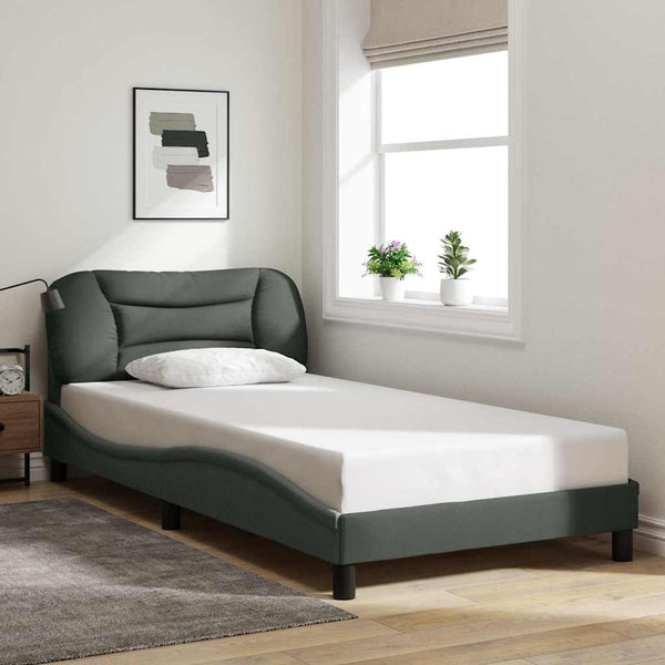 vidaXL Cadre de lit sans matelas "Hvar" Gris foncé 100x200 cm Tissu