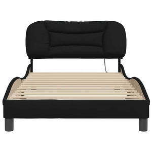 vidaXL Cadre de lit sans matelas « Hvar » Noir 100x200 cm Tissu