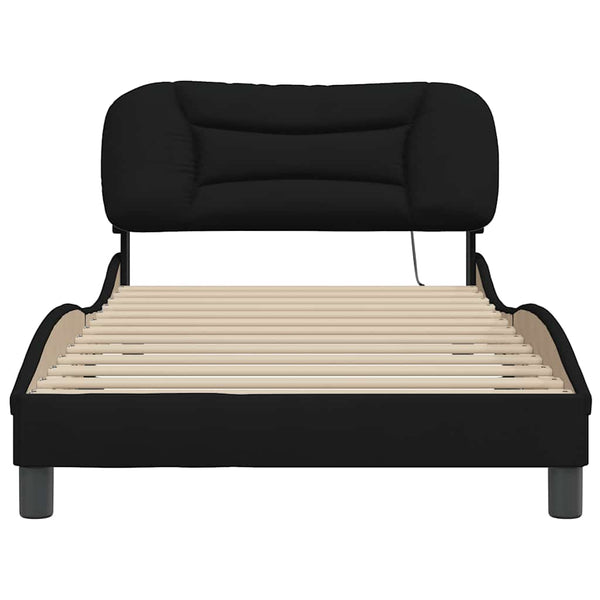 vidaXL Cadre de lit sans matelas « Hvar » Noir 100x200 cm Tissu