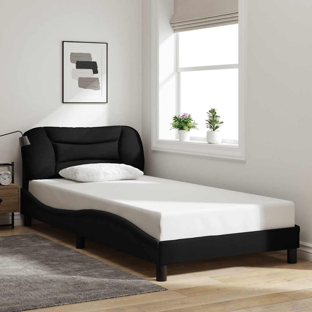 vidaXL Cadre de lit sans matelas « Hvar » Noir 100x200 cm Tissu