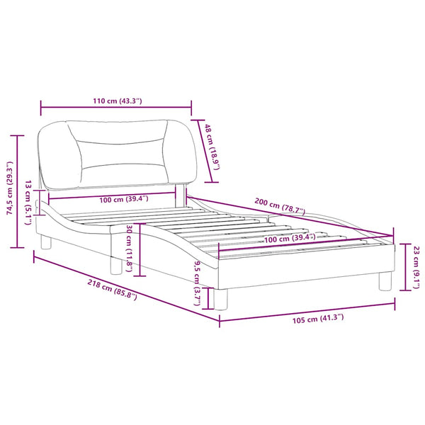 Bettgestell Taupe 100x200 cm Stoff