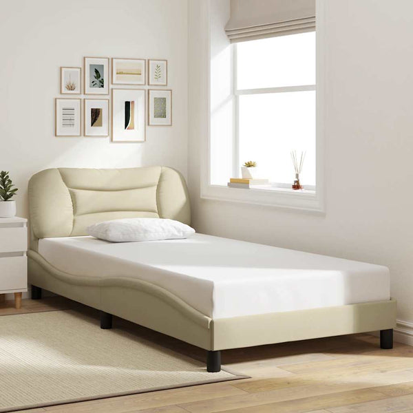 vidaXL Cadre de lit sans matelas "Hvar" Crème 100x200 cm Tissu