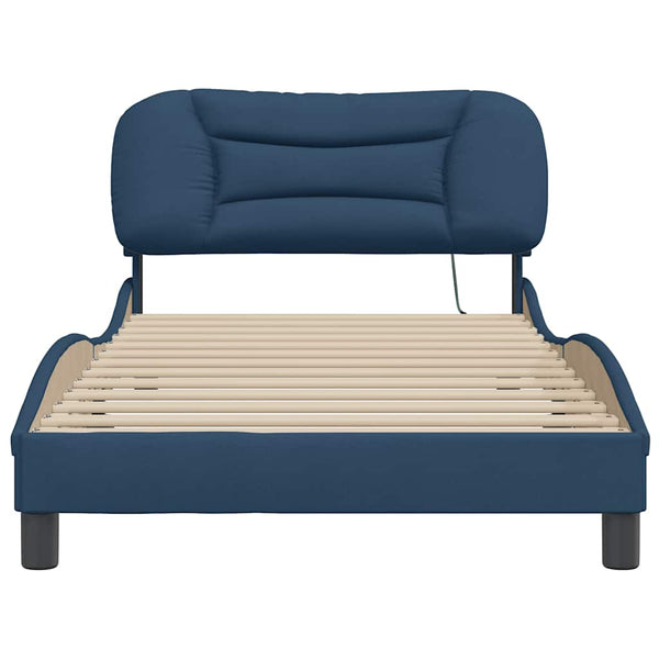 vidaXL Cadre de lit sans matelas « Hvar » bleu 100x200 cm tissu