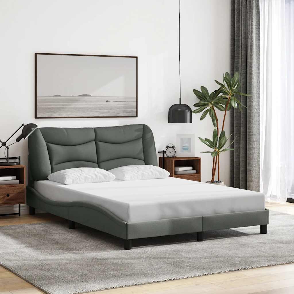 vidaXL Cadre de lit sans matelas "Hvar" gris foncé 120x200 cm tissu