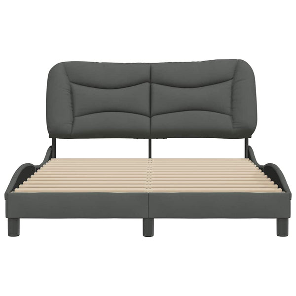 vidaXL Cadre de lit sans matelas "Hvar" Gris foncé 140x190 cm Tissu