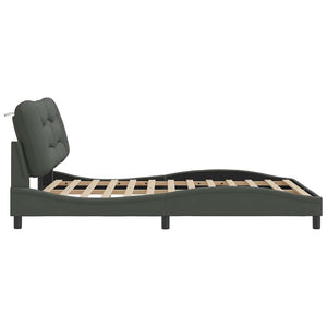 vidaXL Cadre de lit sans matelas "Hvar" Gris foncé 140x190 cm Tissu
