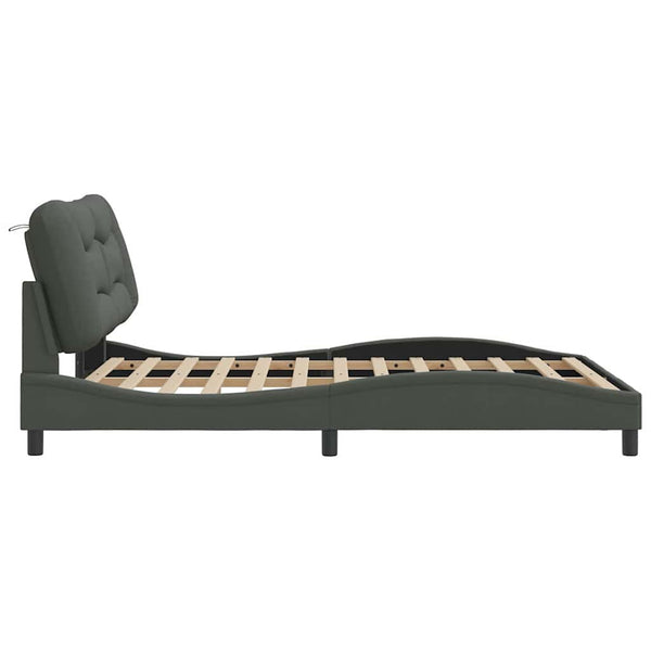 vidaXL Cadre de lit sans matelas "Hvar" Gris foncé 140x190 cm Tissu