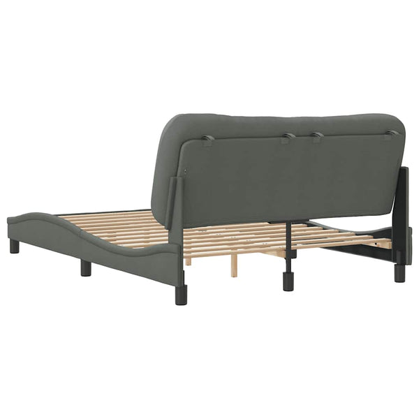 vidaXL Cadre de lit sans matelas "Hvar" Gris foncé 140x190 cm Tissu