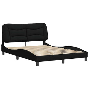 Bettgestell Stoff Schwarz 140x190 cm