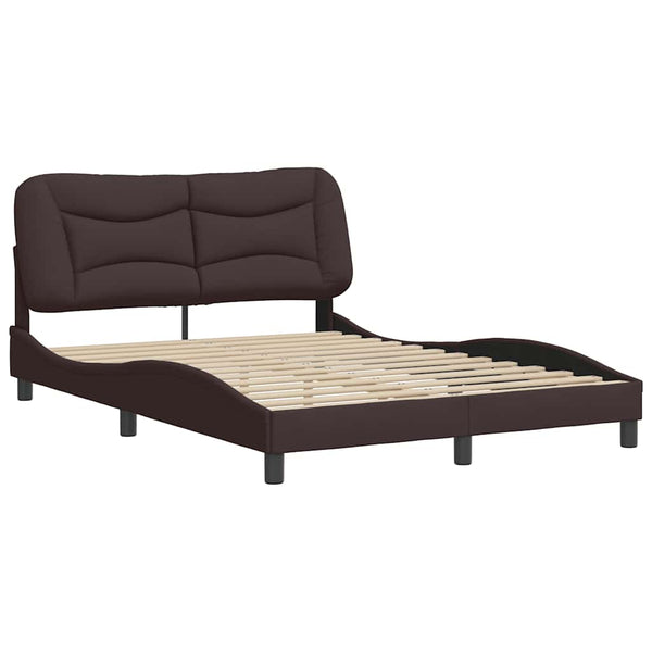 vidaXL Cadre de lit sans matelas « Hvar » Marron foncé 140x190 cm Tissu