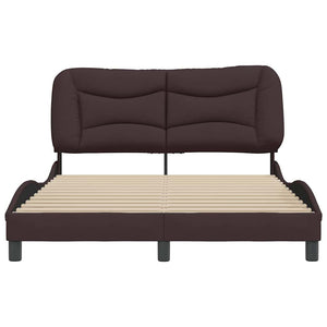 vidaXL Cadre de lit sans matelas « Hvar » Marron foncé 140x190 cm Tissu