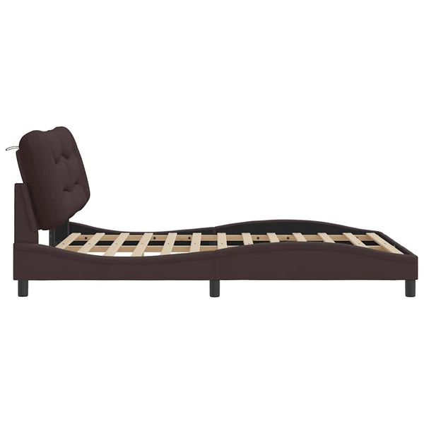 vidaXL Cadre de lit sans matelas « Hvar » Marron foncé 140x190 cm Tissu