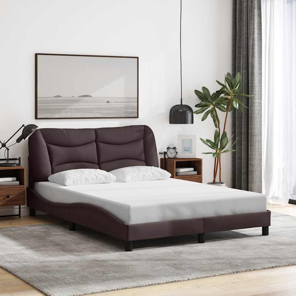 vidaXL Cadre de lit sans matelas « Hvar » Marron foncé 140x190 cm Tissu