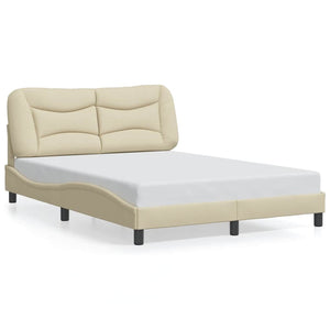 vidaXL Cadre de lit sans matelas « Hvar » crème 140x190 cm tissu