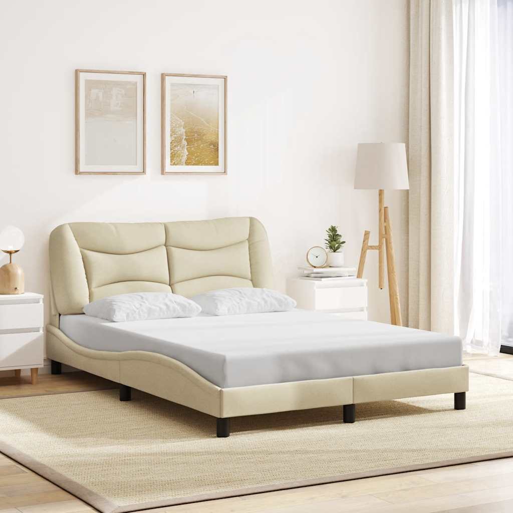 vidaXL Cadre de lit sans matelas « Hvar » crème 140x190 cm tissu