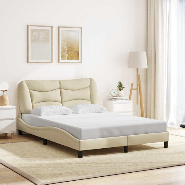 vidaXL Cadre de lit sans matelas « Hvar » crème 140x190 cm tissu