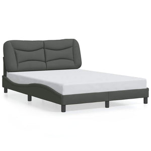 vidaXL Cadre de lit sans matelas "Hvar" Gris foncé 140x200 cm Tissu