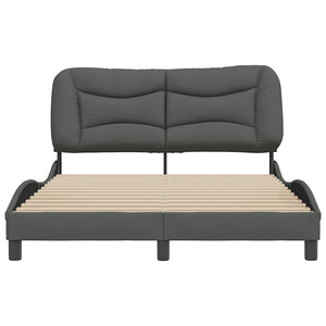 vidaXL Cadre de lit sans matelas "Hvar" Gris foncé 140x200 cm Tissu