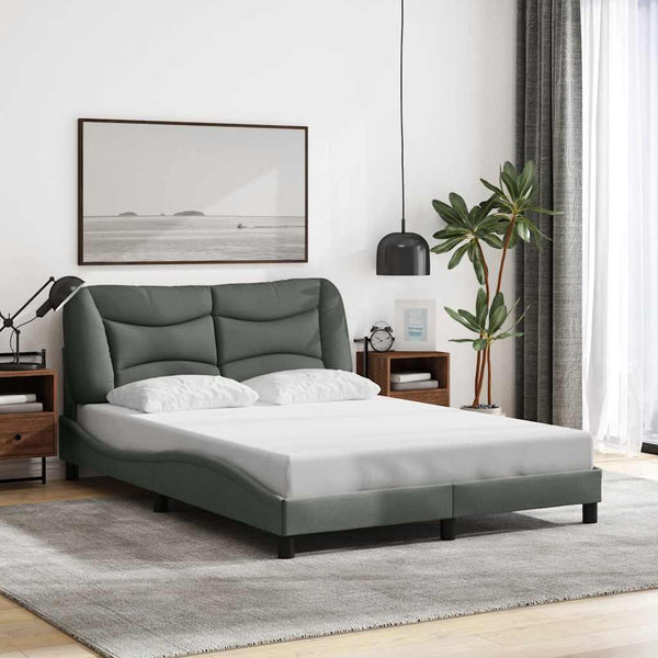 vidaXL Cadre de lit sans matelas "Hvar" Gris foncé 140x200 cm Tissu