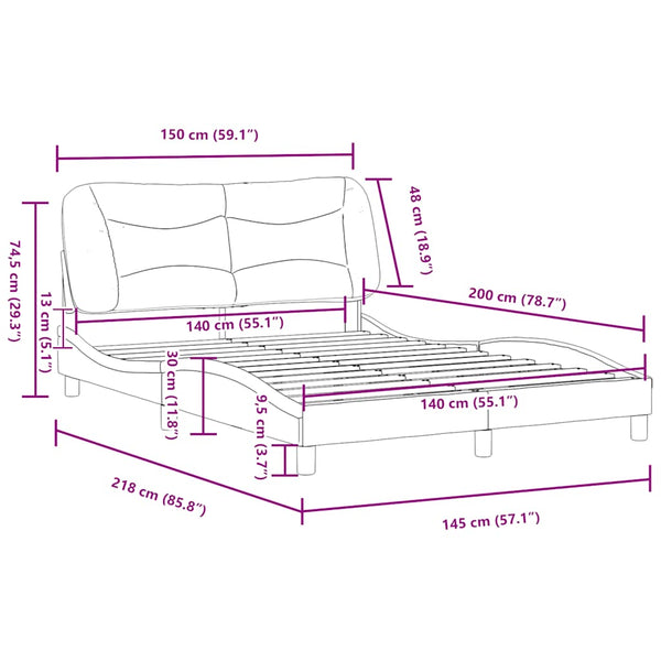 Bettgestell Creme 140x200 cm Stoff