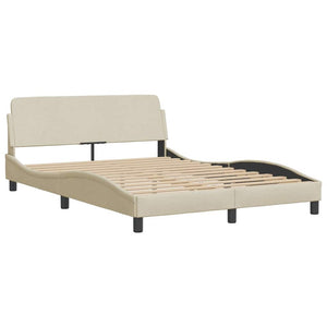 Bettgestell Creme 140x200 cm Stoff
