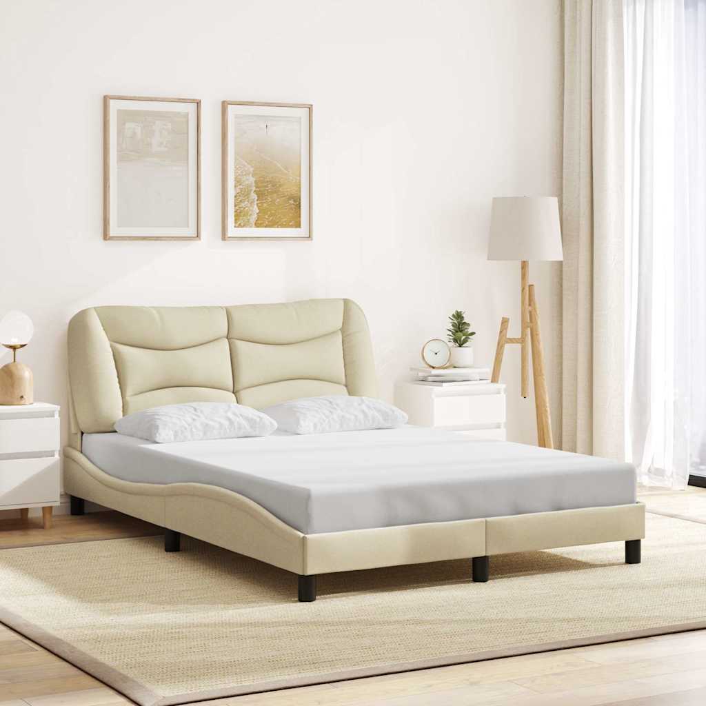 Bettgestell Creme 140x200 cm Stoff