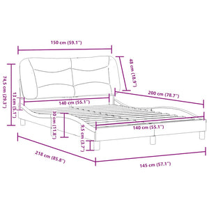 Bettgestell Blau 140x200 cm Stoff