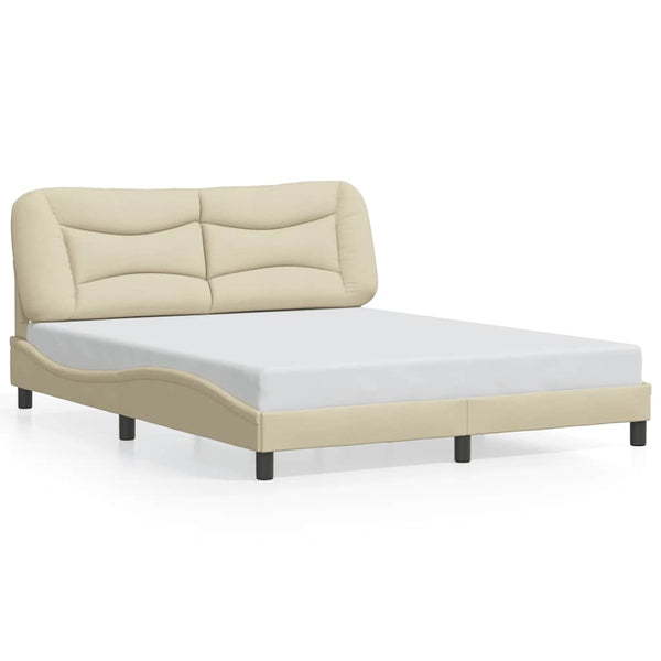 Bettgestell Creme 160x200 cm Stoff