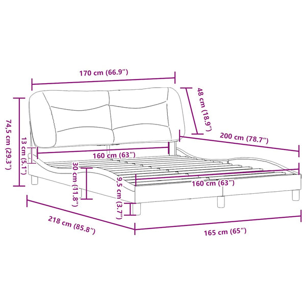 Bettgestell Blau 160x200 cm Stoff