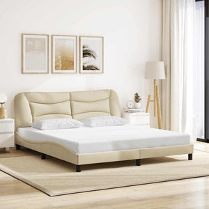 Bettgestell Creme Stoff 180x200 cm