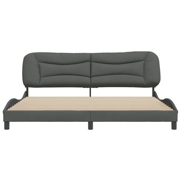 Bettgestell ohne Matratze "Hvar" Dunkelgrau 200x200 cm Stoff