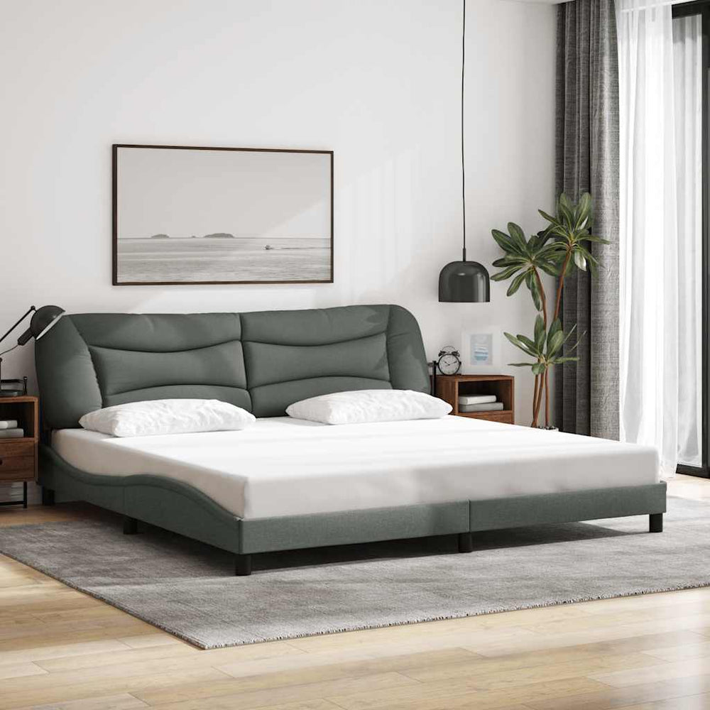 Bettgestell ohne Matratze "Hvar" Dunkelgrau 200x200 cm Stoff